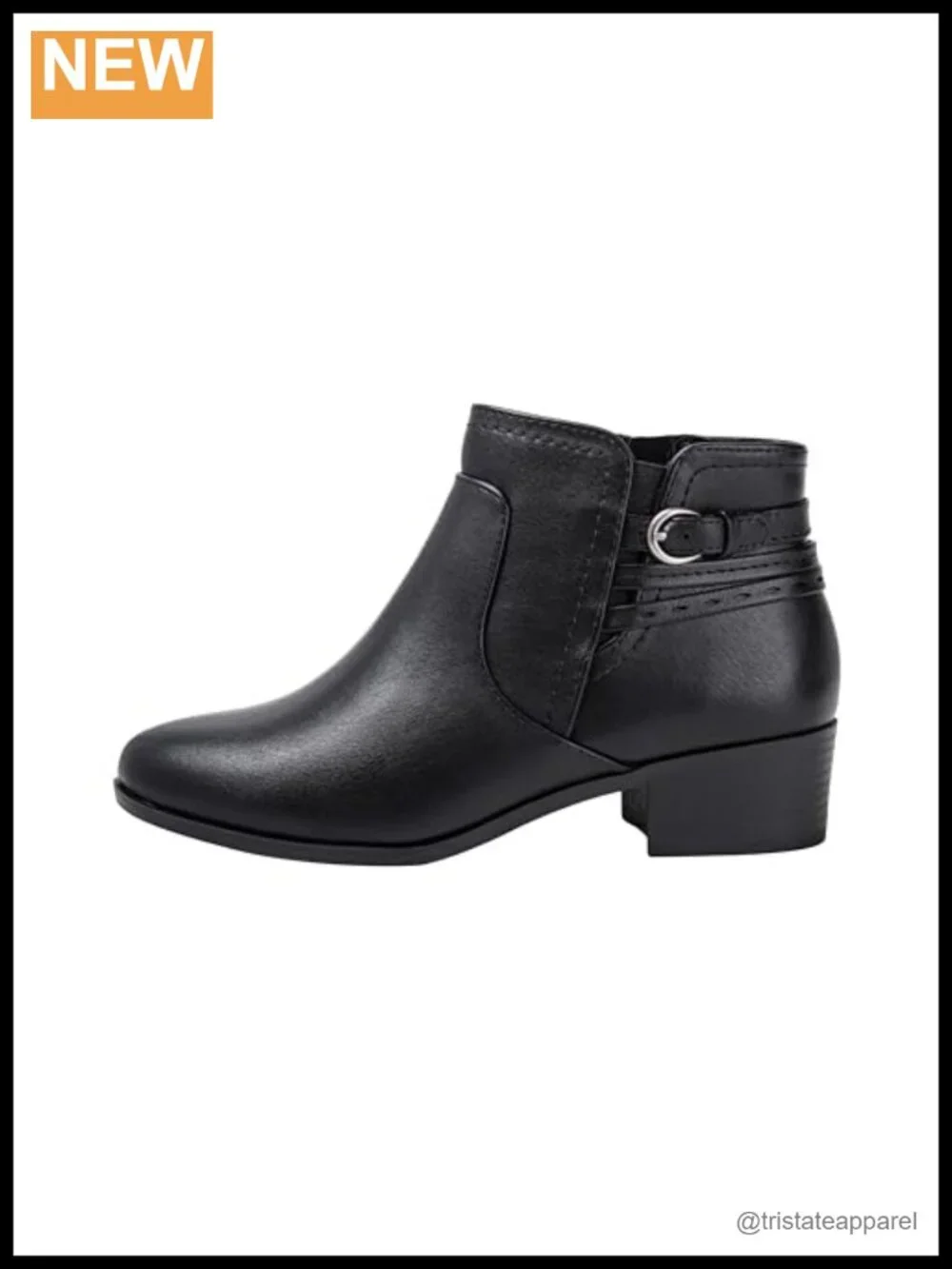 Kassie Daniela DIXIE Ankle Booties Low Block Heel Side Zip Buckle